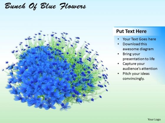 Stock Photo Bunch Of Blue Flowers Ppt Template