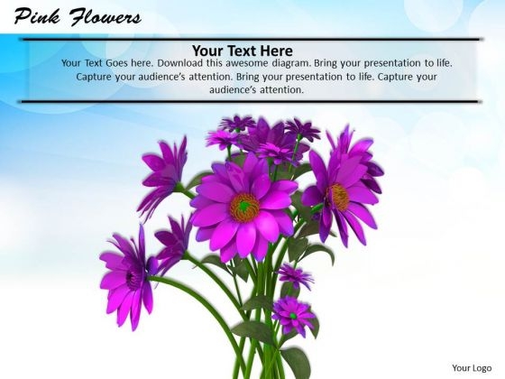 Stock Photo Bunch Of Pink Flowers PowerPoint Slide