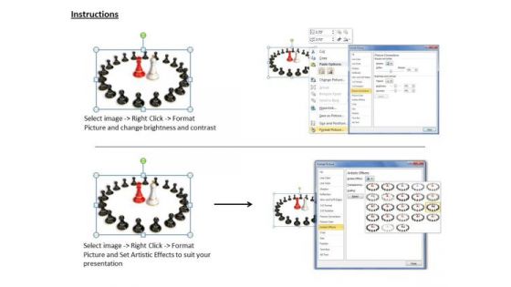 Stock Photo Chess Pawns Around King And Queen PowerPoint Slide