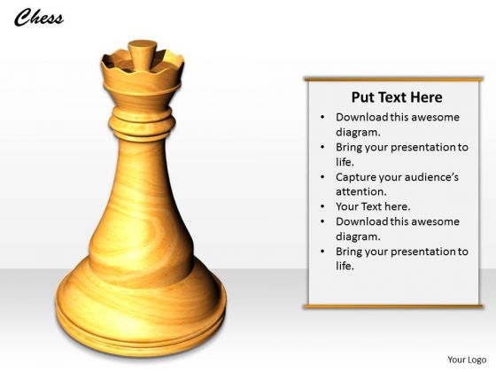 Stock Photo Chess Queen On White Background PowerPoint Slide