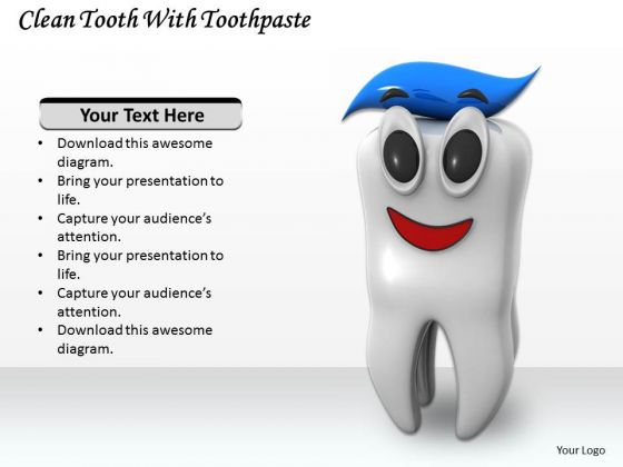 Stock Photo Clean Tooth With Toothpaste Ppt Template