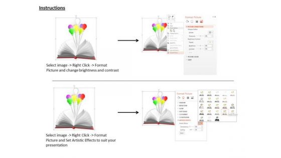 Stock Photo Colorful Light Bulbs Over Open Book PowerPoint Slide
