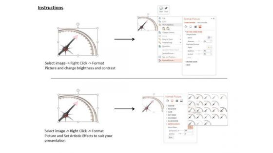 Stock Photo Compass Arrow On Advice Word PowerPoint Slide