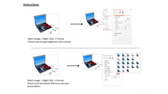 Stock Photo Computer Technical Service Tools Laptop Bolts PowerPoint Slide