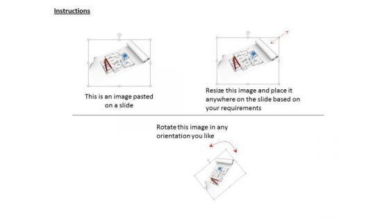 Stock Photo Construction Plan With Drawing Tools PowerPoint Slide