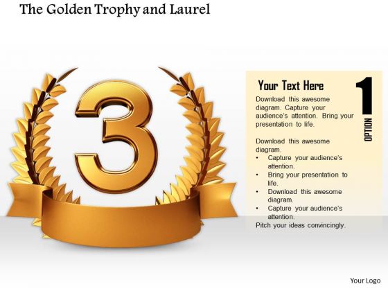 Stock Photo Copper Laurel Trophy For Winner PowerPoint Slide