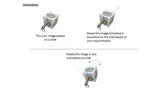 Stock Photo Cube With Key And Lock Data Protection Concept PowerPoint Slide