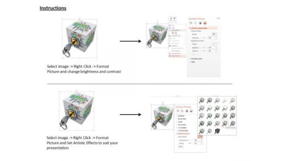 Stock Photo Cube With Key And Lock Data Protection Concept PowerPoint Slide
