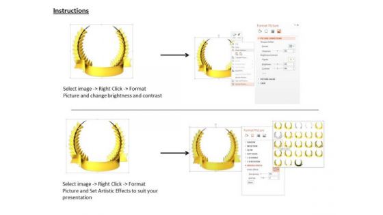 Stock Photo Design Of Golden Wreath Award Pwerpoint Slide