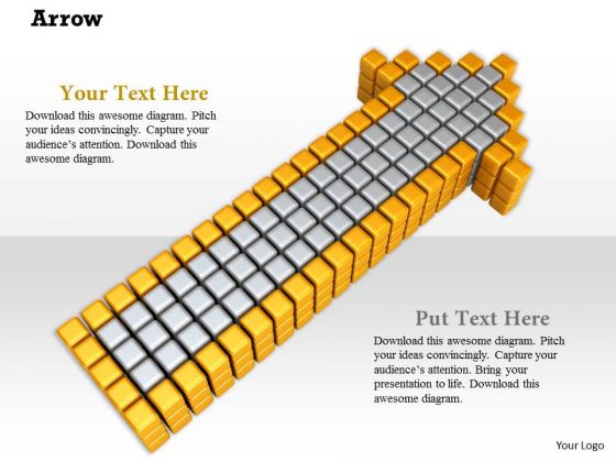 Stock Photo Design Of Silver Arrow With Yellow Border PowerPoint Slide
