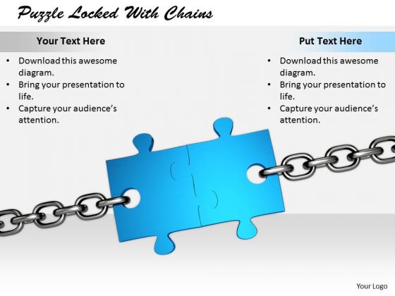 Stock Photo Develop Business Strategy Puzzle Locked With Chains Images