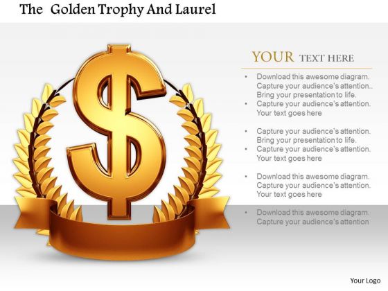 Stock Photo Dollar Laurel Award For Winner Pwerpoint Slide