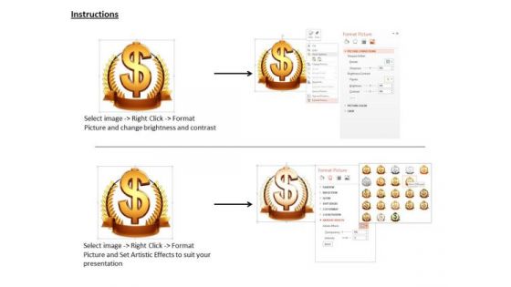Stock Photo Dollar Laurel Award For Winner Pwerpoint Slide
