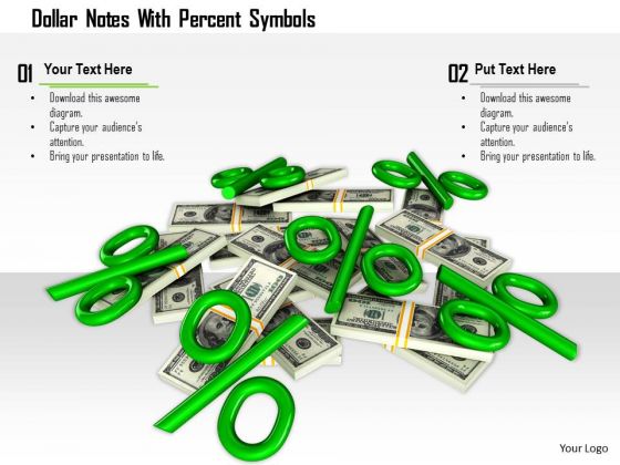 Stock Photo Dollar Notes With Percent Symbols PowerPoint Slide