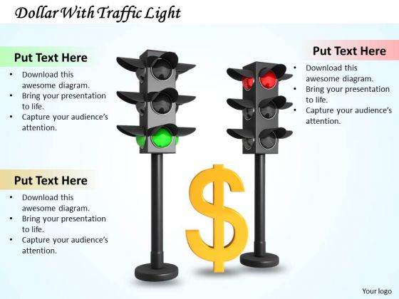 Stock Photo Dollar With Traffic Light PowerPoint Template