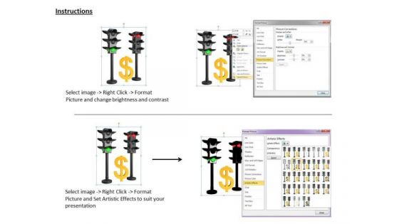 Stock Photo Dollar With Traffic Light PowerPoint Template