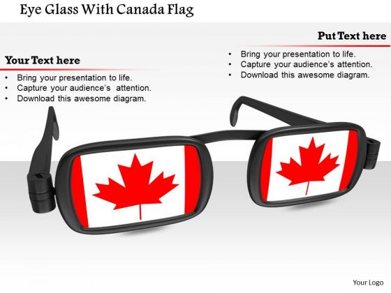 Stock Photo Eye Glass With Canada Flag PowerPoint Slide