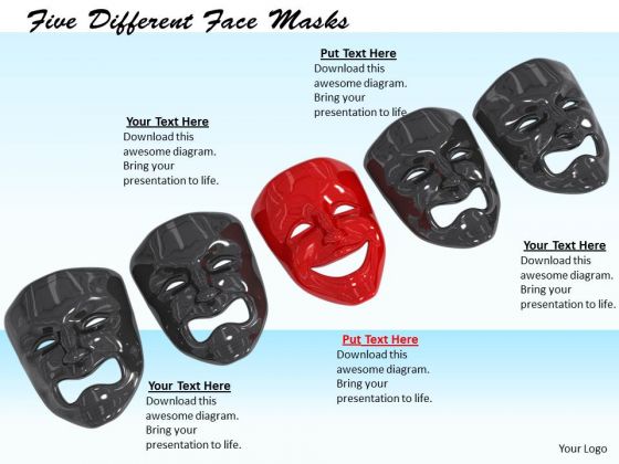 Stock Photo Five Different Face Masks PowerPoint Template