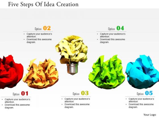 Stock Photo Five Steps Of Idea Creation PowerPoint Slide