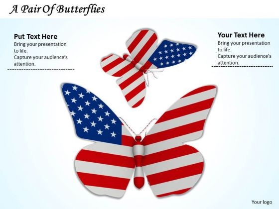 Stock Photo Flag Of America With Butterfly Shape PowerPoint Slide