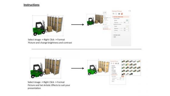 Stock Photo Forklift And Boxes In Warehouse PowerPoint Slide