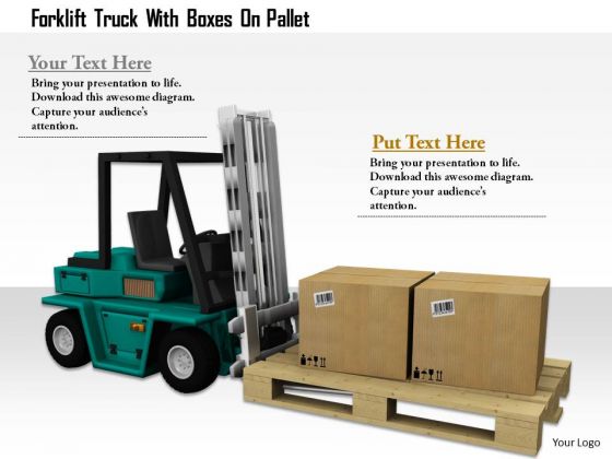 Stock Photo Forklift Truck With Boxes On Pallet PowerPoint Slide