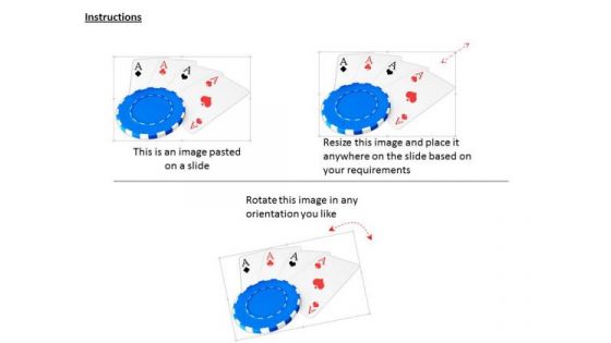 Stock Photo Four Aces On Blue Poker Chip PowerPoint Slide