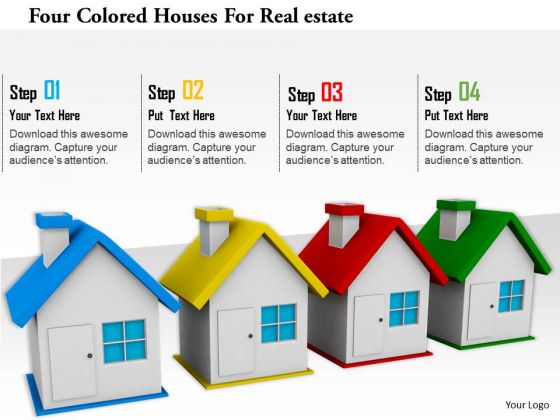 Stock Photo Four Colored Houses For Realestate Image Graphics For PowerPoint Slide