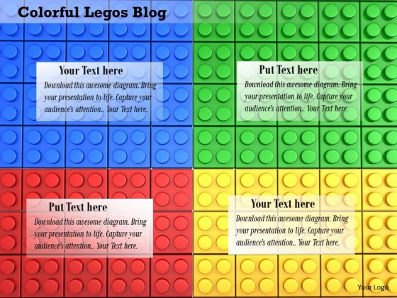 Stock Photo Four Segments With Lego Blocks Design PowerPoint Slide