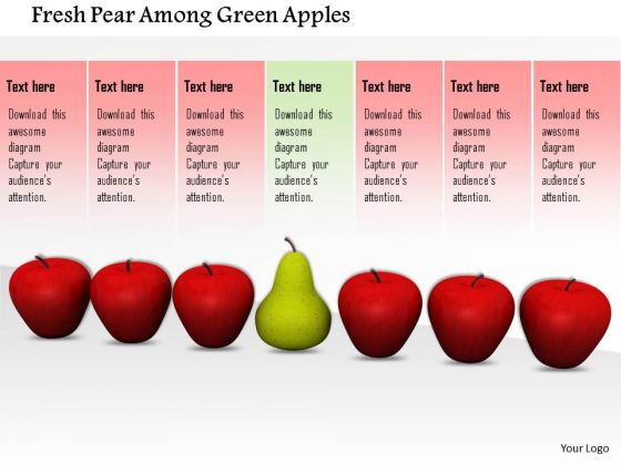 Stock Photo Fresh Pear In Red Apples For Health PowerPoint Slide