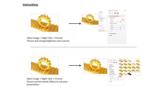 Stock Photo Gear On Golden Path PowerPoint Slide