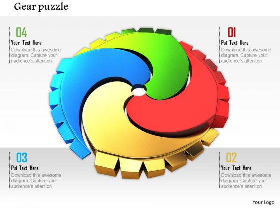 Stock Photo Gear Puzzle Design For Process Flow PowerPoint Slide