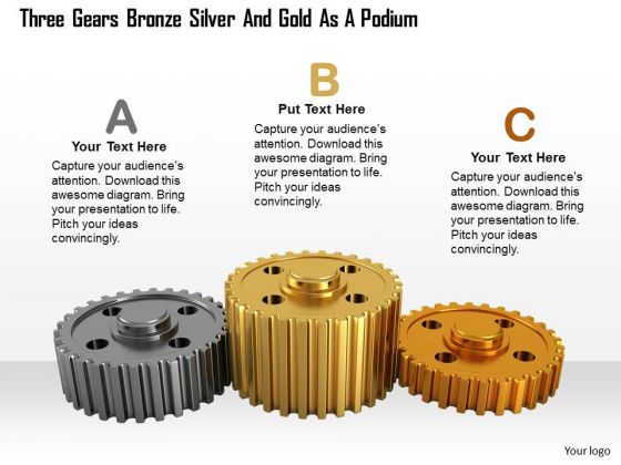 Stock Photo Gears Bronze Silver And Gold As Podium Pwerpoint Slide