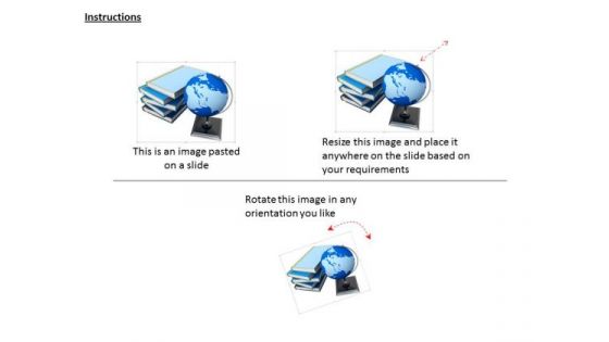 Stock Photo Globe Atlas World Stacked Books Global Education PowerPoint Slide