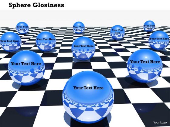 Stock Photo Glossy Blue Spheres On Chess Board PowerPoint Slide