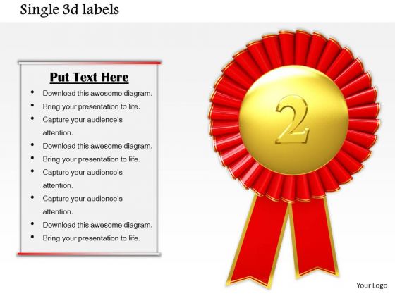 Stock Photo Gold Medal For Winner Of 2nd Position PowerPoint Slide