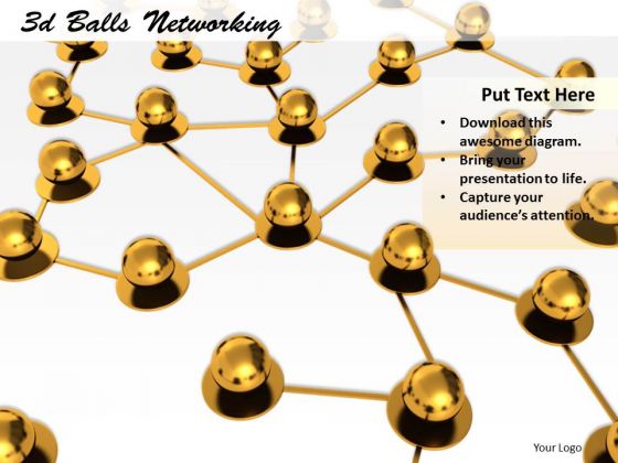 Stock Photo Golden Balls Connected In Network PowerPoint Slide