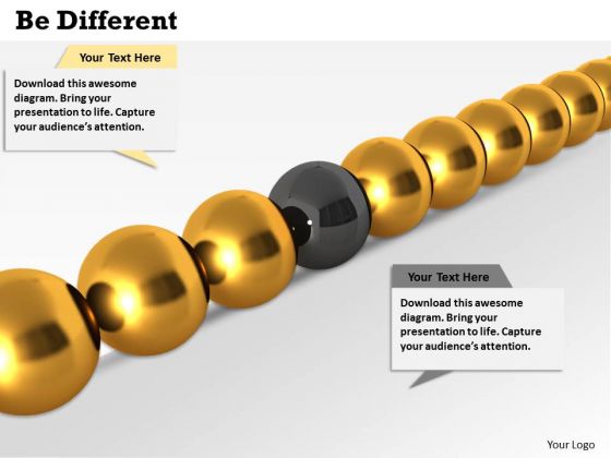 Stock Photo Golden Balls With One Black In Middle For Leadership PowerPoint Slide