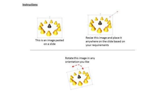 Stock Photo Golden Bells In Circle With Black Bell In Middle Shows Teamwork PowerPoint Slide