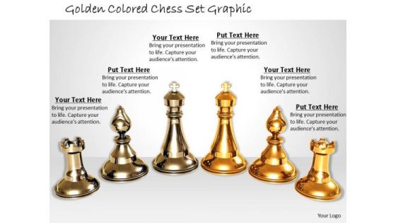 Stock Photo Golden Colored Chess Set Graphic PowerPoint Template