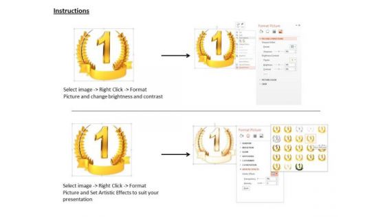 Stock Photo Golden Trophy With Laurel For Number One Position PowerPoint Slide