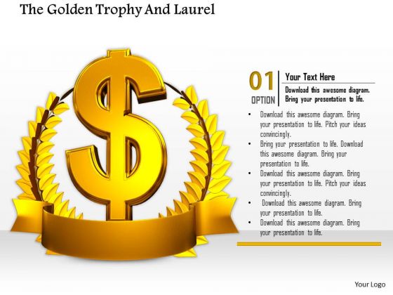 Stock Photo Golden Wreath Around Dollar Symbol PowerPoint Slide