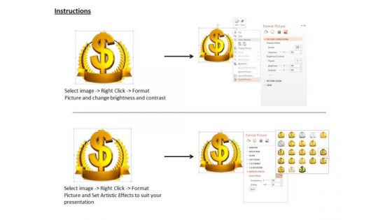 Stock Photo Golden Wreath Around Dollar Symbol PowerPoint Slide