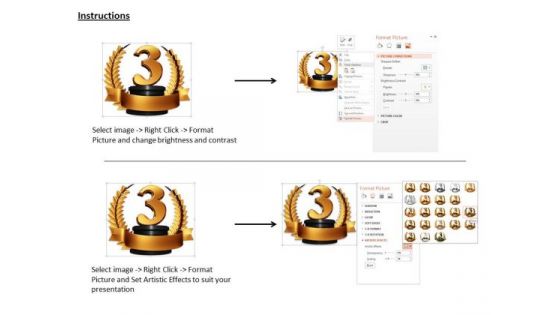 Stock Photo Golden Wreath Award For 3rd Winner PowerPoint Slide