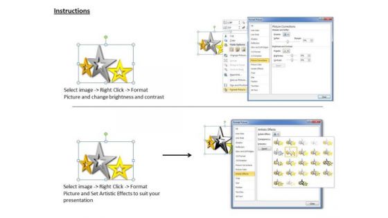 Stock Photo Graphics Of Golden Silver And Yellow Starts PowerPoint Slide