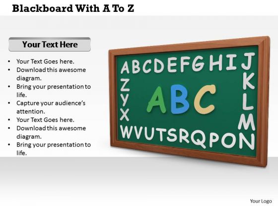 Stock Photo Green Board With Alphabets PowerPoint Slide