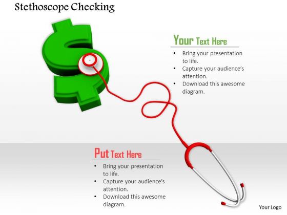 Stock Photo Green Dollar Symbol With Stethoscope PowerPoint Slide