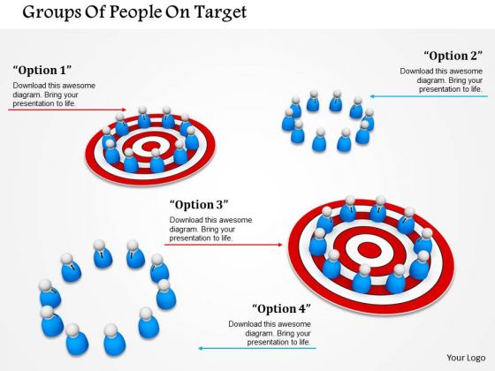 Stock Photo Groups Of People On Target PowerPoint Slide