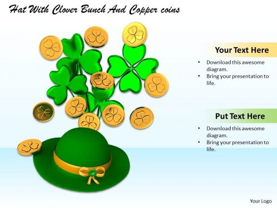 Stock Photo Hat With Gold Coins And Clover PowerPoint Slide