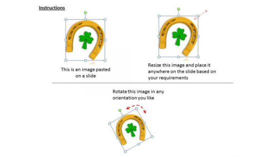 Stock Photo Horse Shoe And Clover Leaf PowerPoint Template